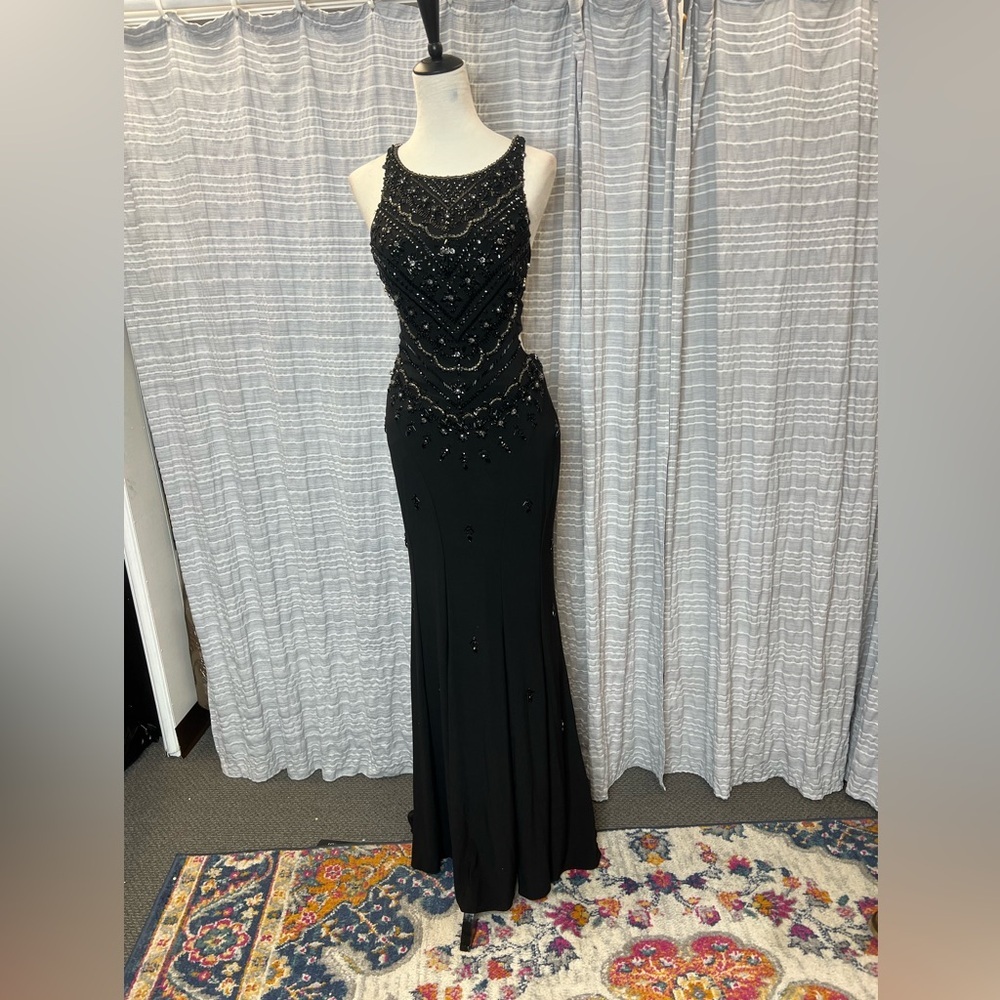 Rachel Allan Black Beaded Prom Dress - Picture 4 of 10